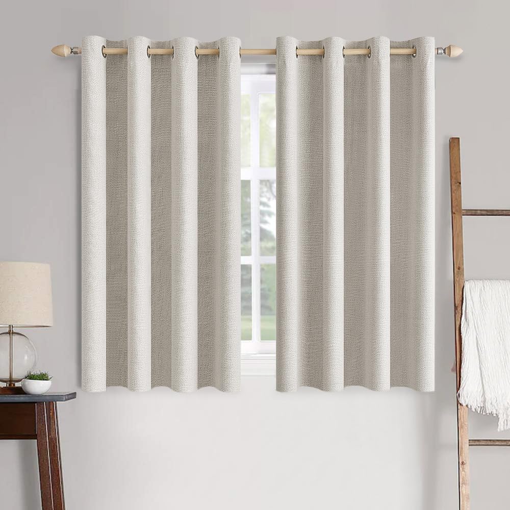 MIULEE 100% Blackout Linen Curtains for Bedroom 52x84 Inches Dusty Blue