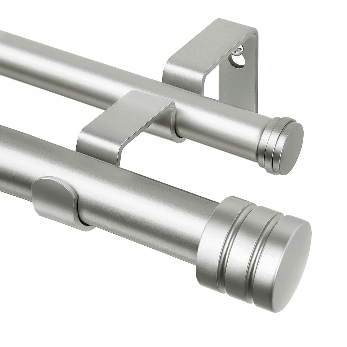 TONIAL 1 Inch Double Curtain Rods for Windows 66 to 120 Inch, Black,