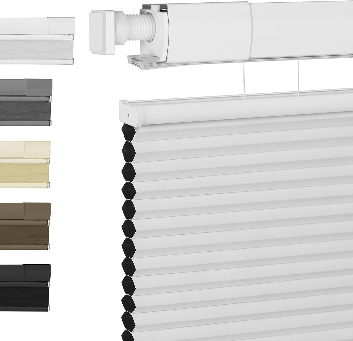 BERISSA Top Down Bottom Up Cordless Cellular Shades,Custom Size White Blackout