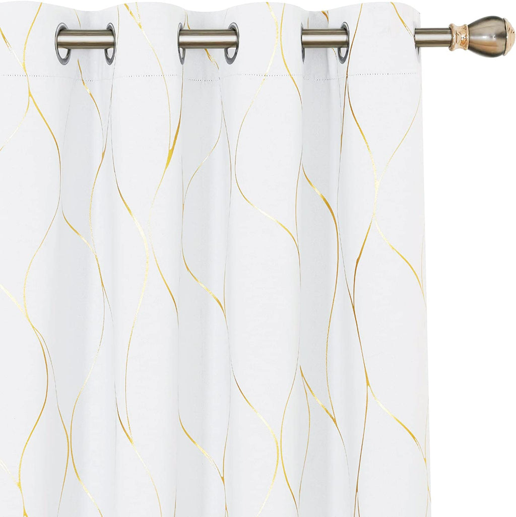 Deconovo Curtains for Living Room, Pattern Blackout Curtains 84 Inches Long