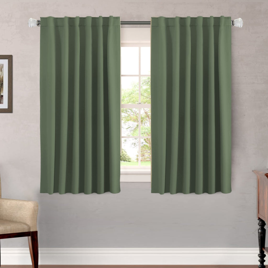 H.VERSAILTEX Blackout Curtains Thermal Insulated Window Treatment Panels Room Darkening Blackout Drapes for Living Room Back Tab/Rod Pocket Bedroom Draperies, 52 x 84 Inch, Light Sage, 2 Panels