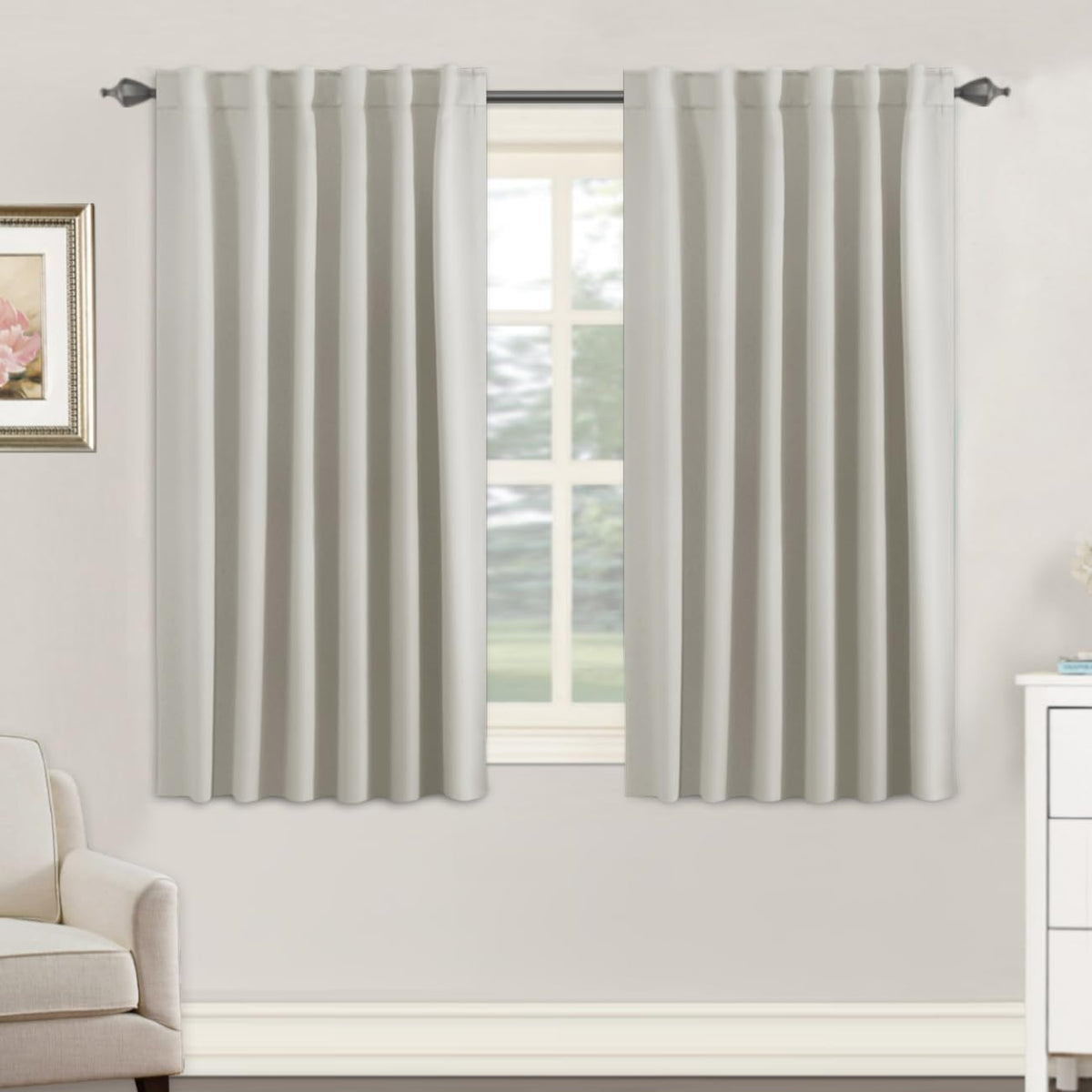 H.VERSAILTEX Blackout Curtains Thermal Insulated Window Treatment Panels Room Darkening Blackout Drapes for Living Room Back Tab/Rod Pocket Bedroom Draperies, 52 x 84 Inch, Light Sage, 2 Panels