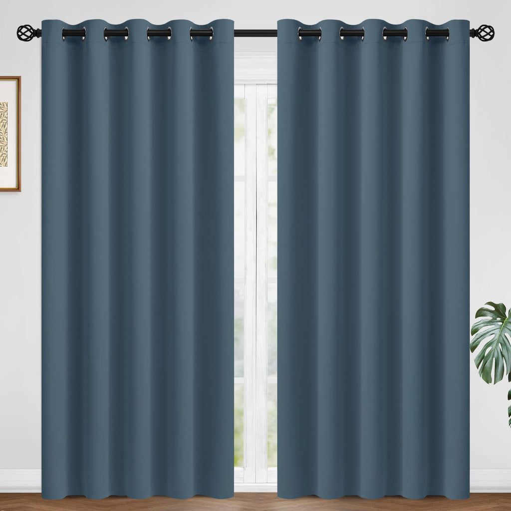 COSVIYA Grommet Blackout Room Darkening Navy Blue Curtains 84 inch Length