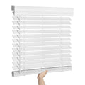 SEEYE 2 Inch Faux Wood Blinds for Indoor Windows with Crown Valance, Cordless Room Darkening Window Blind, 24" W x 60" H, Horizontal Wooden Shades for Bedroom, Kitchen, Office, Doors, White