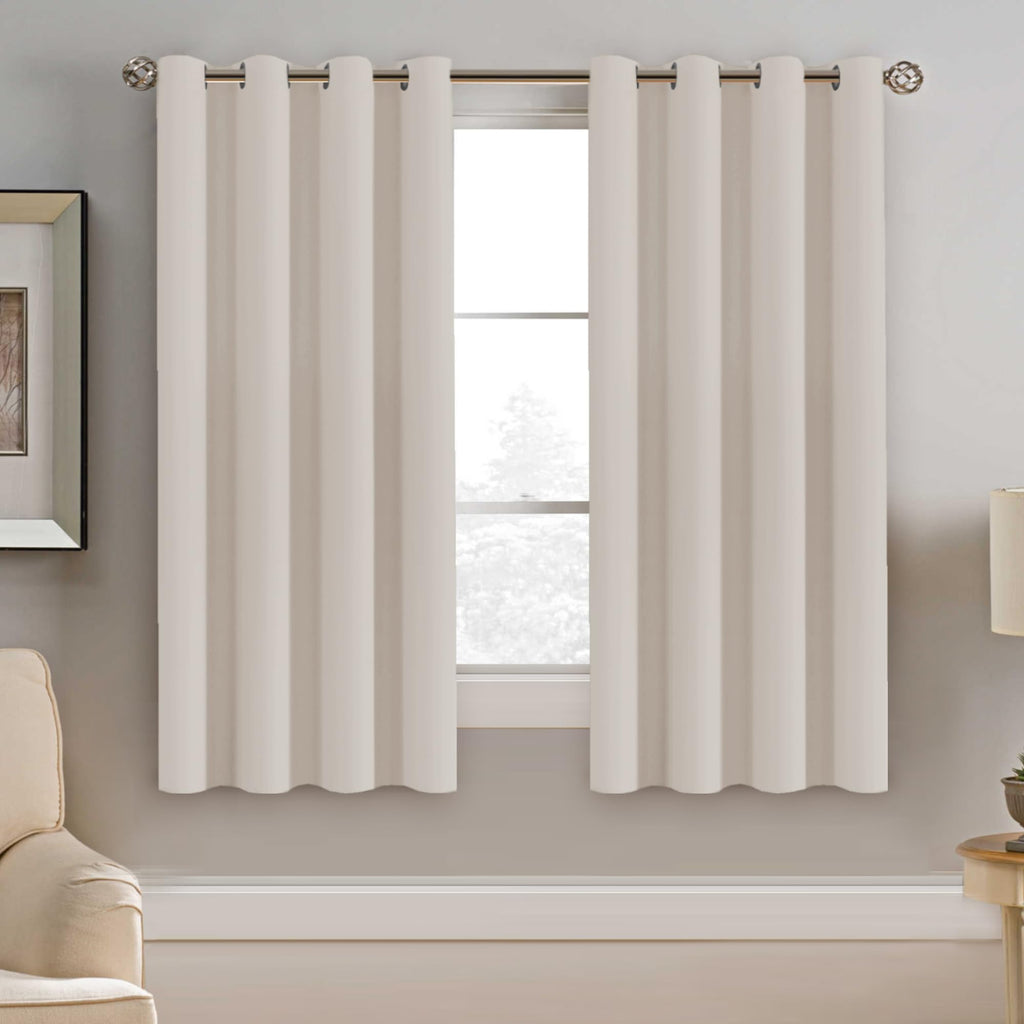 H.VERSAILTEX Blackout Curtains for Bedroom Thermal Insulated Room Darkening Living Room Curtains 63 Inch Long Grommet Privacy Protection Window Curtain Panels/Drapes for Nursery,2 Panels,Ivory/Cream