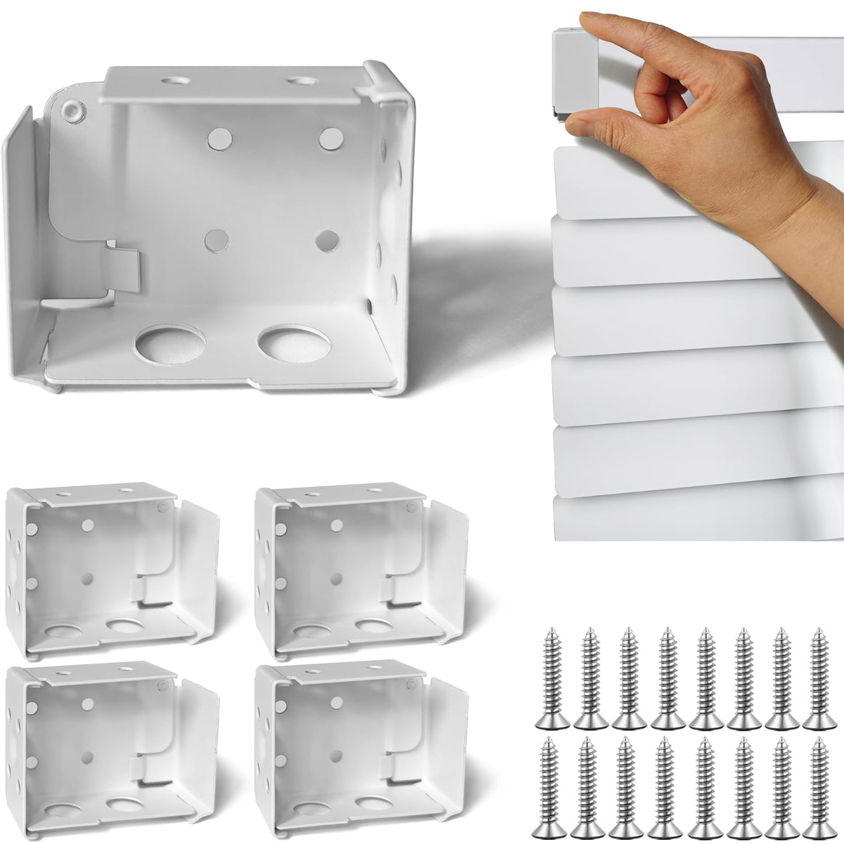 2PCS Mini Blind Brackets, Metal Window Blind Brackets, 2 inch White Window Blinds Headrail Holder Bracket for High Profile Blinds