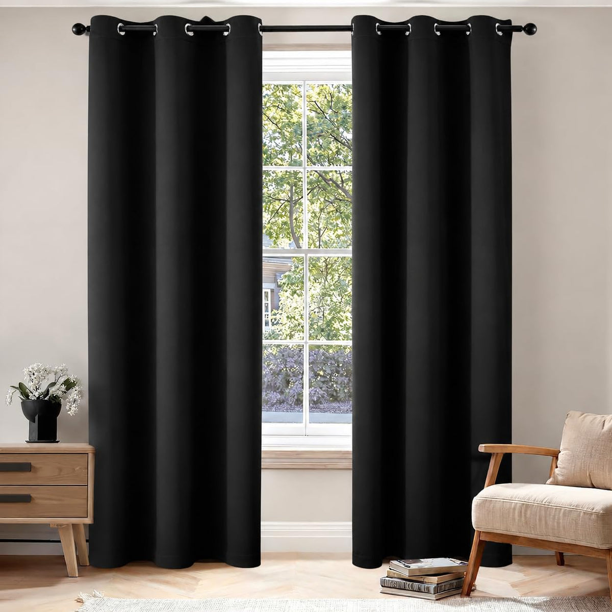 MIULEE Olive Blackout Bedroom Curtains Drapes 84 Inch Long 52"x84"