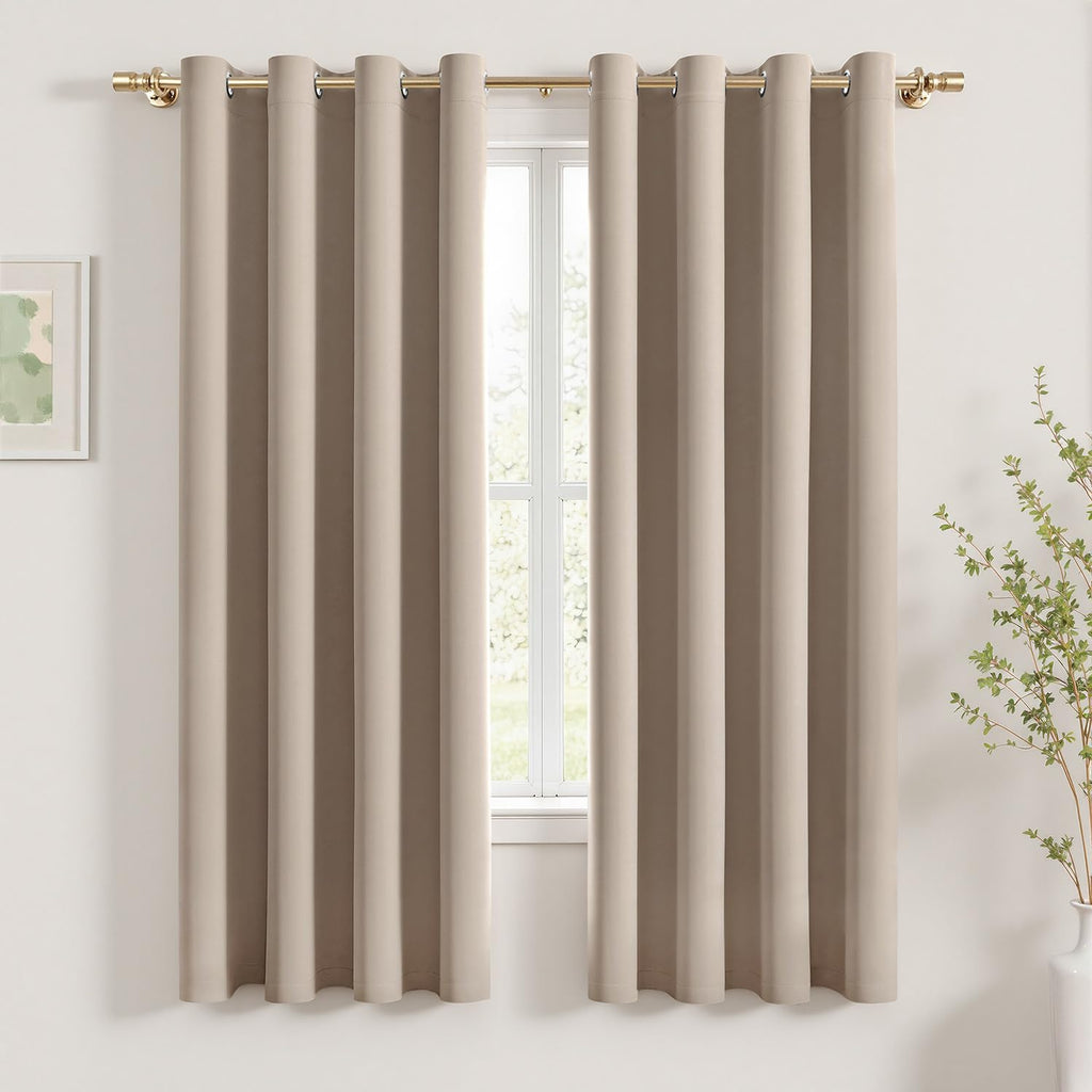 MIULEE Olive Blackout Bedroom Curtains Drapes 84 Inch Long 52"x84"