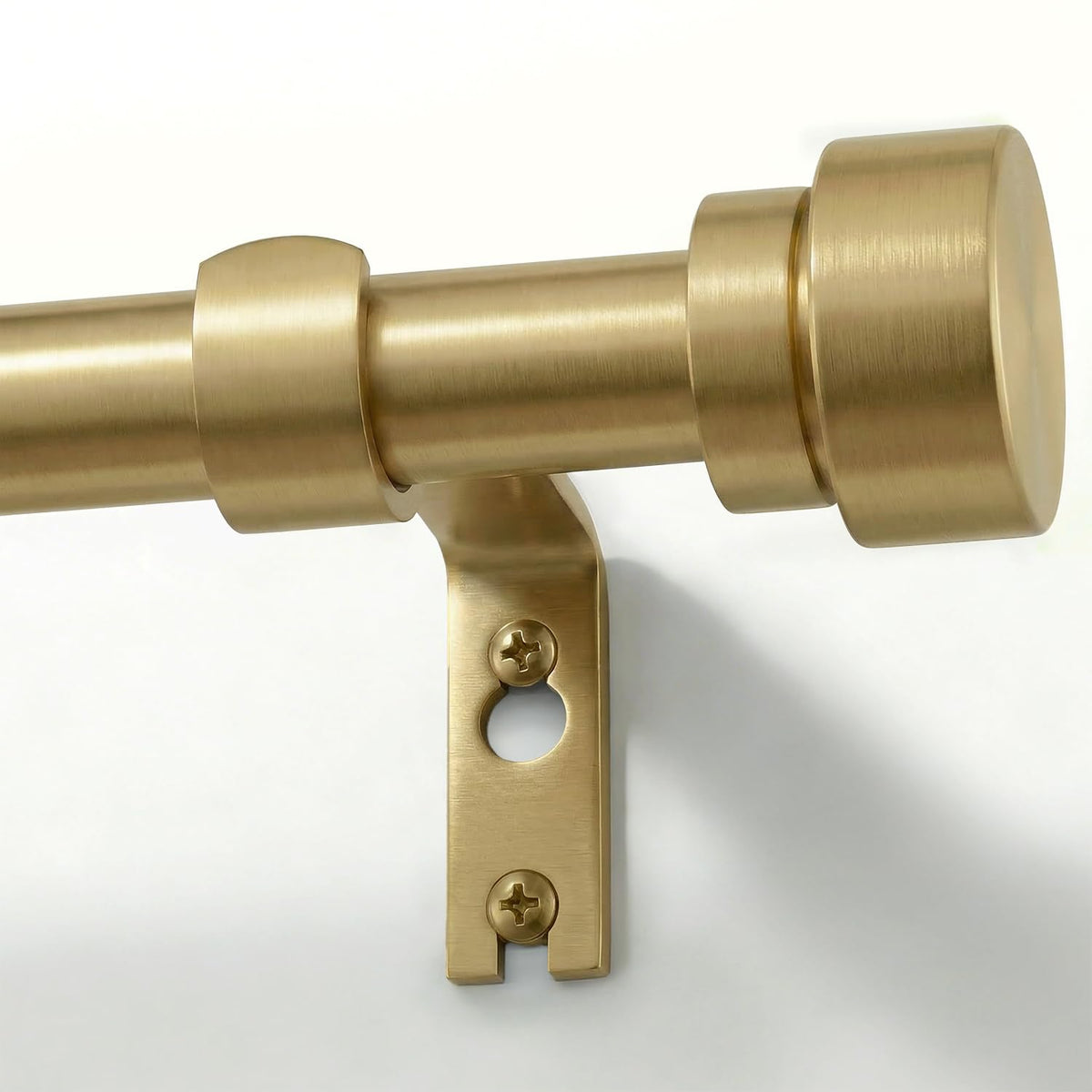 PORTRES Gold Heavy Duty Curtain Rods for Windows 66 to 120 Inches Adjustable Length 1" Diameter Brass Curtain Rod with Modern Decorative Finials for Outdoor Bedroom Kitchen Living Room