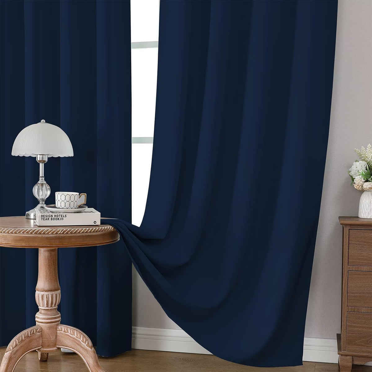 Joydeco Blackout Curtains 96 Inches Long, Thermal Insulated Black Out Curtains 2 Panels Set for Bedroom, Room Darkening Drapes for Living Room Window (W52 x L96 Inch, Navy Blue)