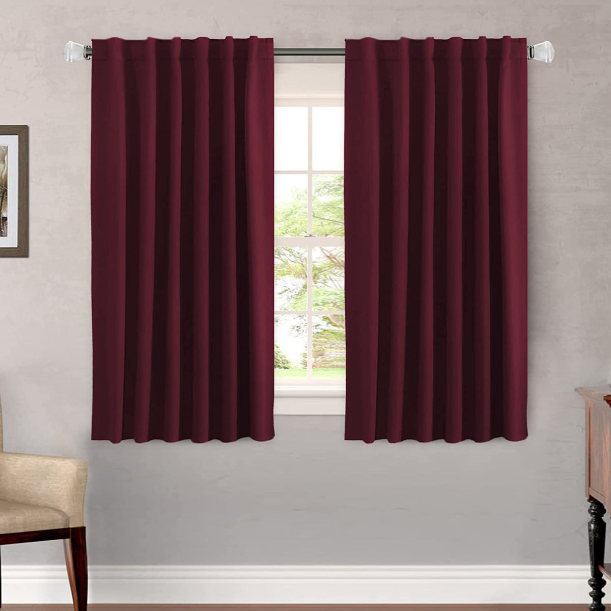 H.VERSAILTEX Blackout Curtains Thermal Insulated Window Treatment Panels Room Darkening Blackout Drapes for Living Room Back Tab/Rod Pocket Bedroom Draperies, 52 x 84 Inch, Light Sage, 2 Panels