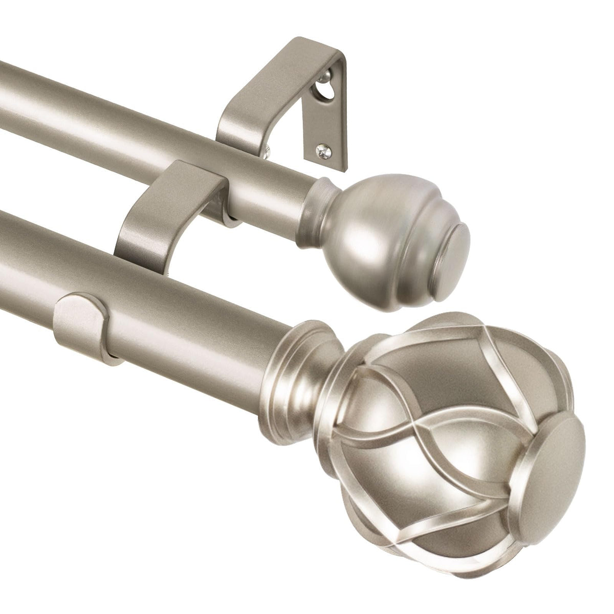 KAMANINA Double Curtain Rods for Windows 72 to 144 Inch, Adjustable, Bronze
