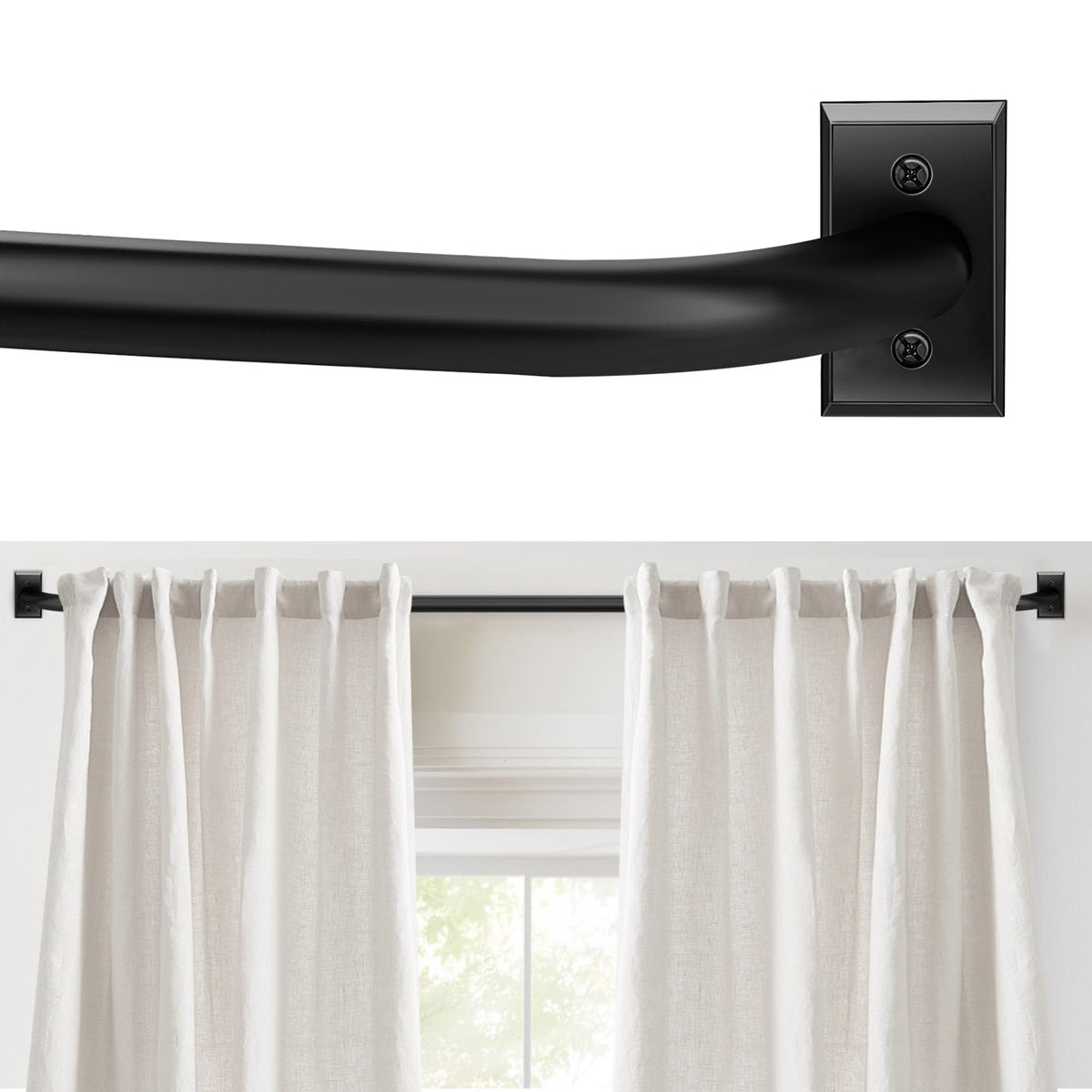 ZYRW Gold Curtain Rod, Room Darkening Rods for Windows 28 to 48 Inches(2.3-4Ft), Wrap Around Curtain Rods, Heavy Duty Blackout Drapery, Modern Decorative Window Treatment Rod, Gold