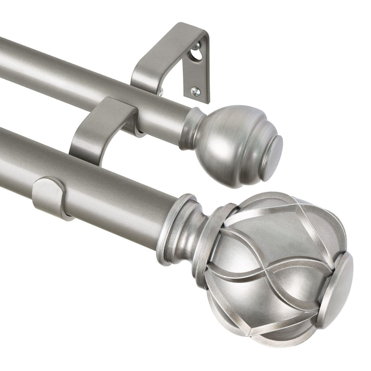 KAMANINA Double Curtain Rods for Windows 72 to 144 Inch, Adjustable, Bronze