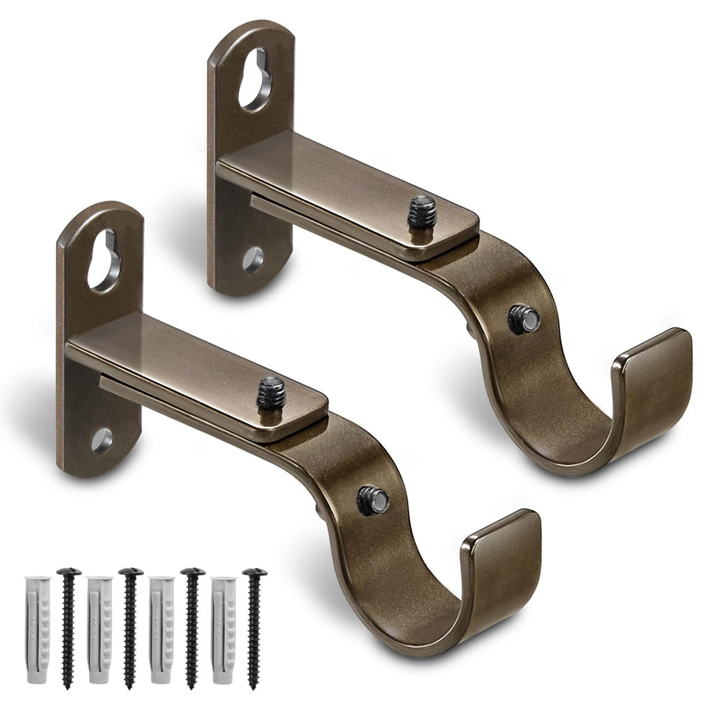 Adjustable Curtain Rod Brackets for 1" Rods, 3 Pack, Black