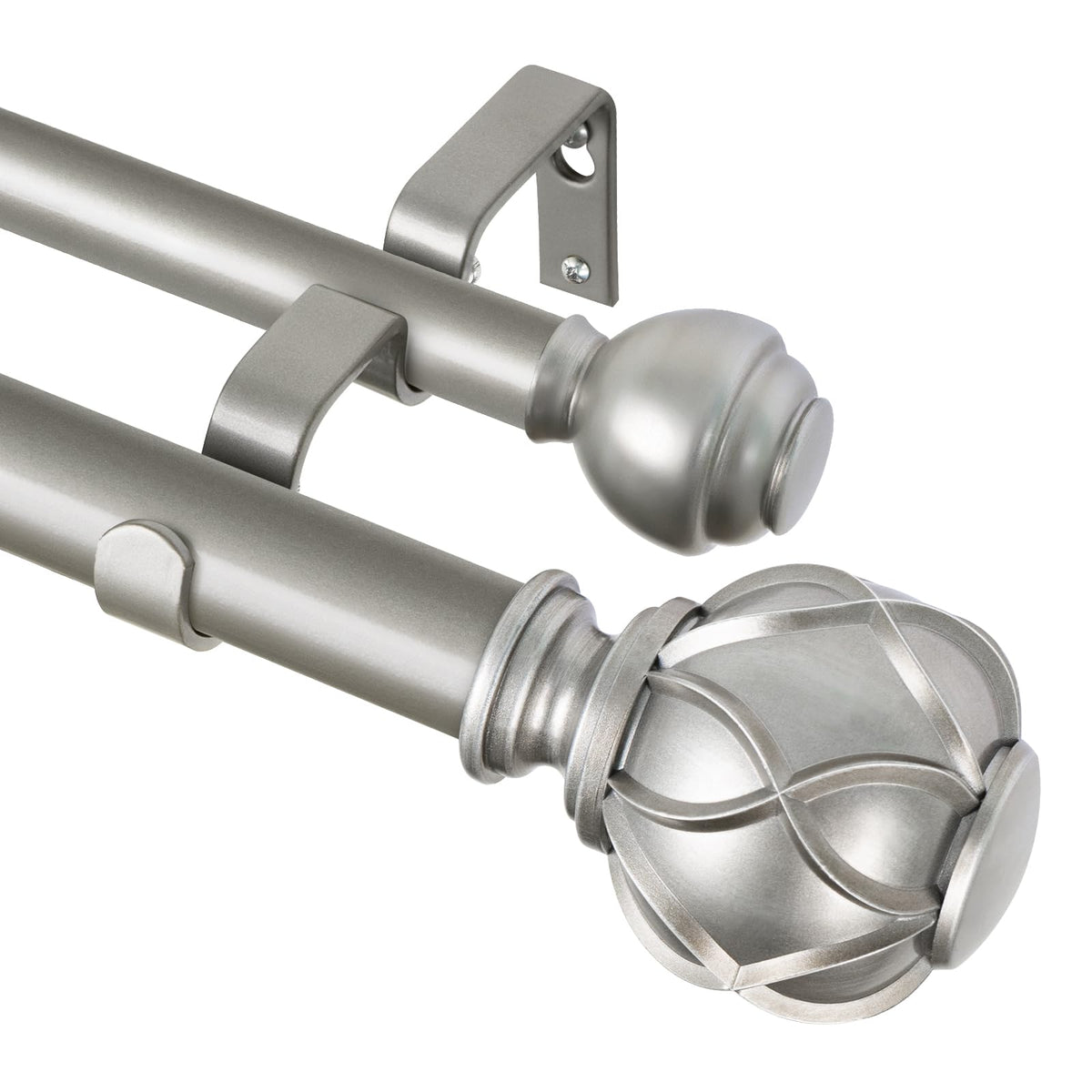 KAMANINA Double Curtain Rods for Windows 72 to 144 Inch, Adjustable, Bronze
