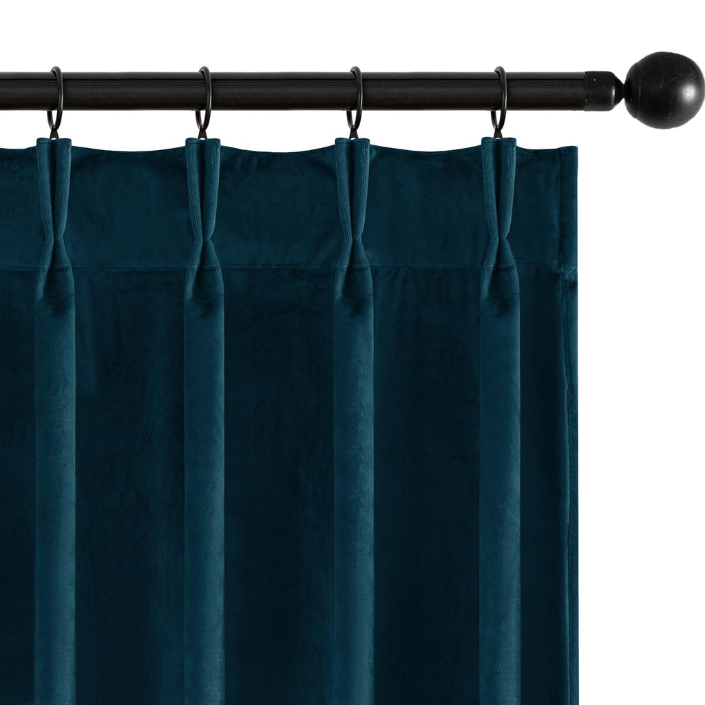 MIULEE Velvet Pinch Pleated Blackout Olive Green Curtains 40x96 Inches