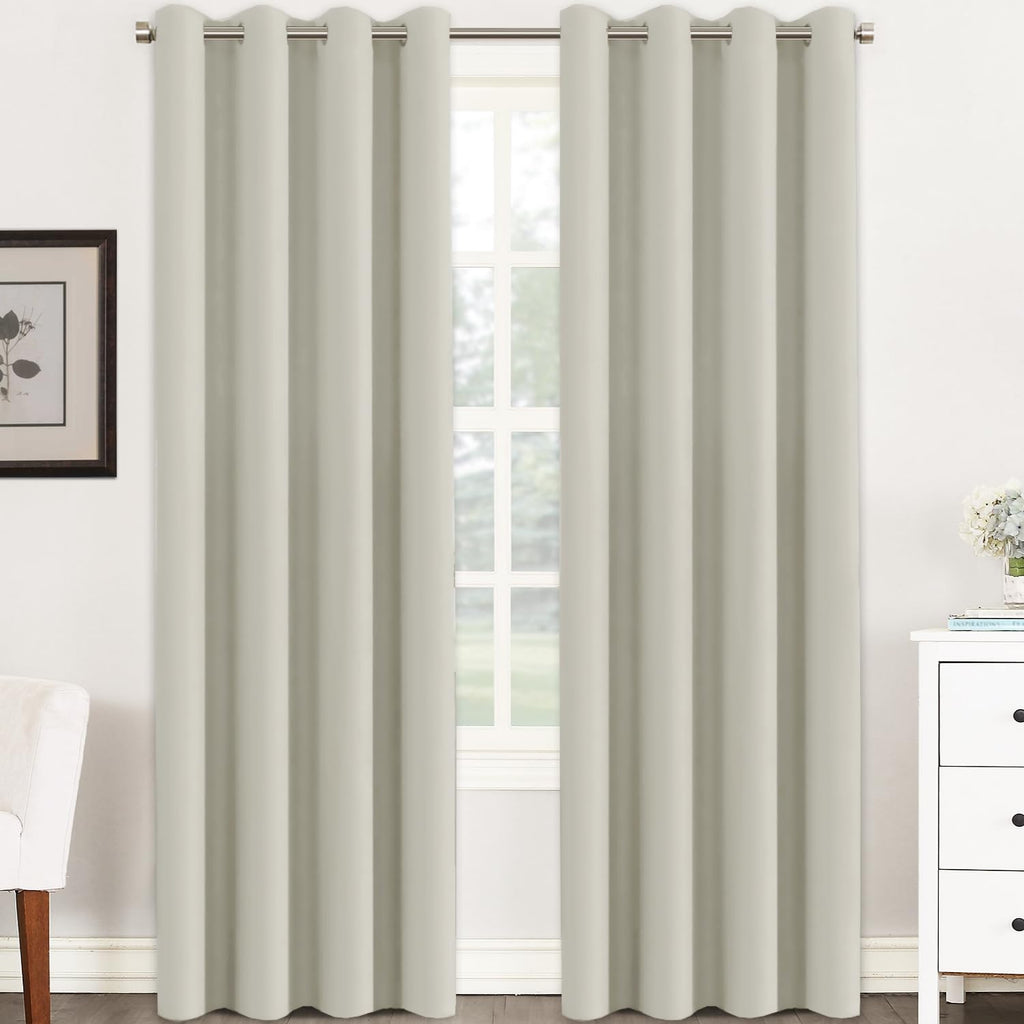 H.VERSAILTEX Blackout Curtains for Bedroom Thermal Insulated Room Darkening Living Room Curtains 63 Inch Long Grommet Privacy Protection Window Curtain Panels/Drapes for Nursery,2 Panels,Ivory/Cream