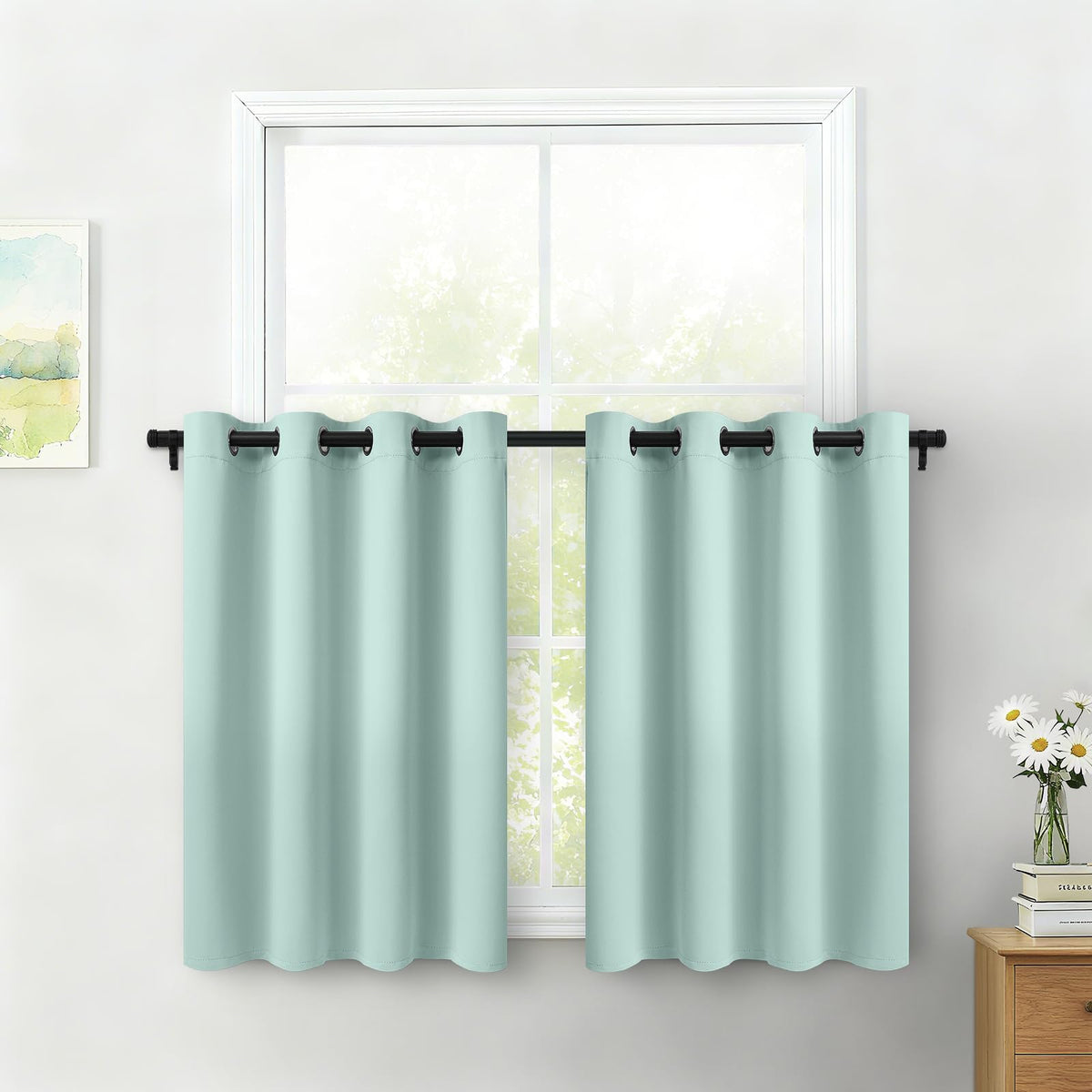 COSVIYA Grommet Blackout Room Darkening Navy Blue Curtains 84 inch Length