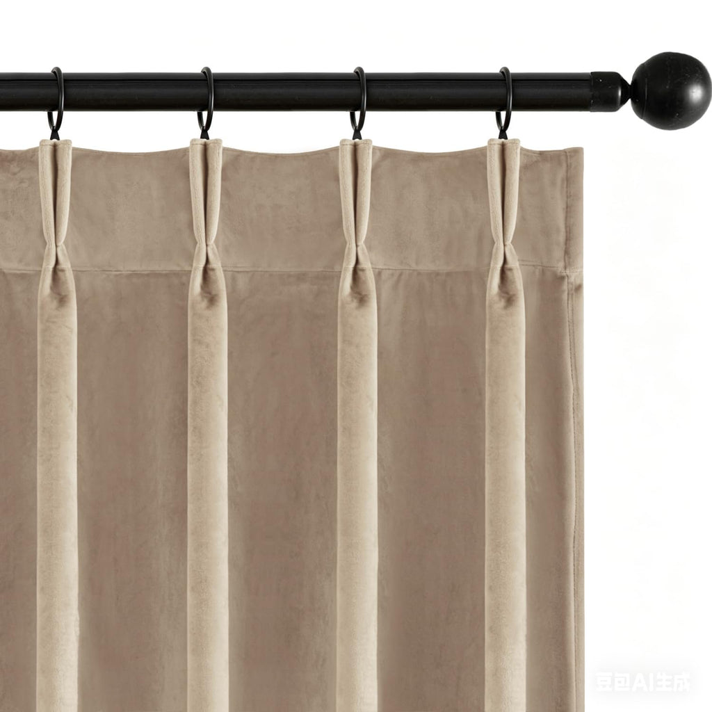 MIULEE Velvet Pinch Pleated Blackout Olive Green Curtains 40x96 Inches
