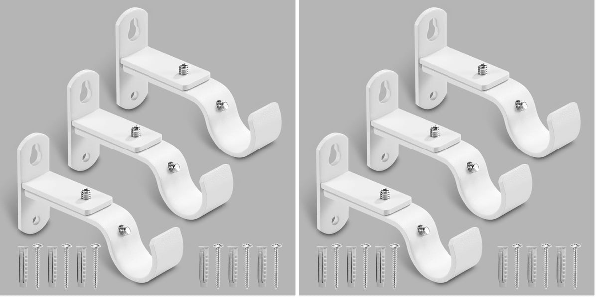 Adjustable Curtain Rod Brackets for 1" Rods, 3 Pack, Black