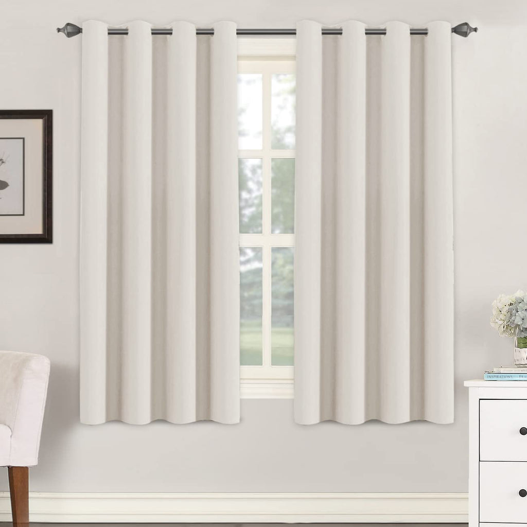 H.VERSAILTEX Blackout Curtains for Bedroom Thermal Insulated Room Darkening Living Room Curtains 63 Inch Long Grommet Privacy Protection Window Curtain Panels/Drapes for Nursery,2 Panels,Ivory/Cream