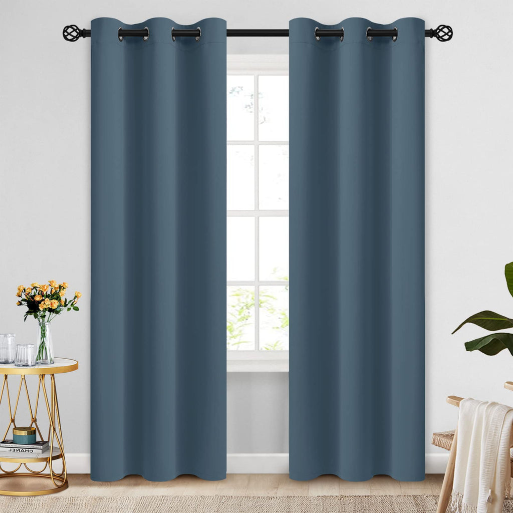 COSVIYA Grommet Blackout Room Darkening Navy Blue Curtains 84 inch Length