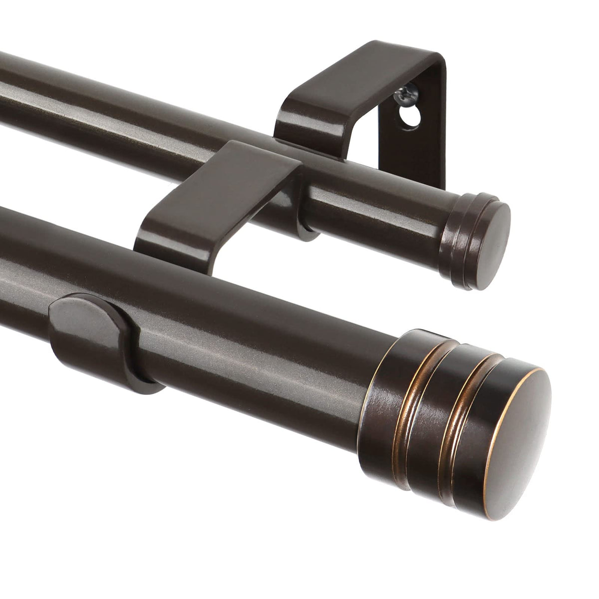 TONIAL 1 Inch Double Curtain Rods for Windows 66 to 120 Inch, Black,