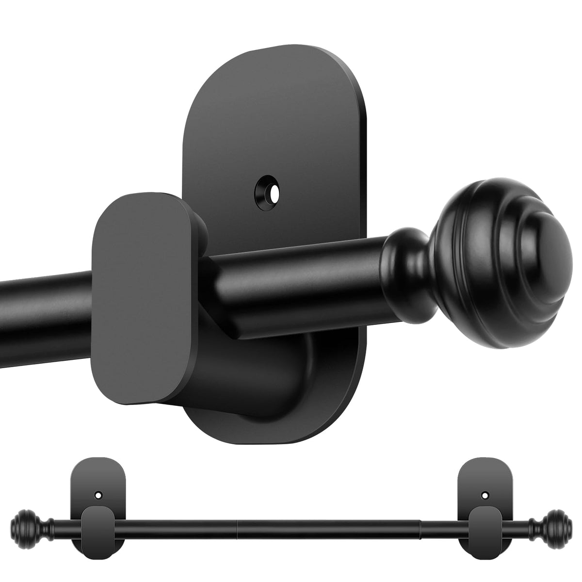 KAMANINA Curtain Rods No Drilling for Windows 32 to 86 Inches, Black