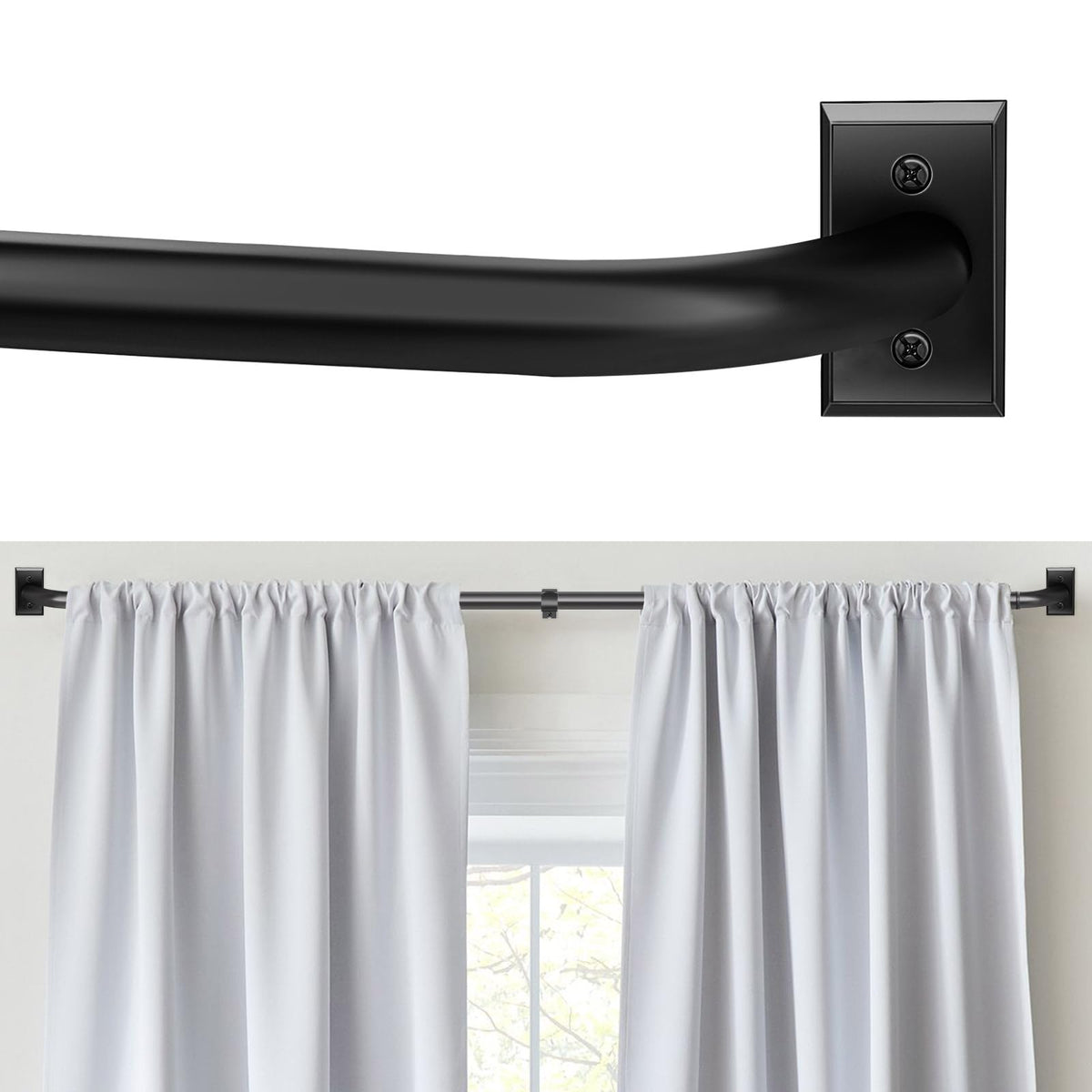 ZYRW Gold Curtain Rod, Room Darkening Rods for Windows 28 to 48 Inches(2.3-4Ft), Wrap Around Curtain Rods, Heavy Duty Blackout Drapery, Modern Decorative Window Treatment Rod, Gold