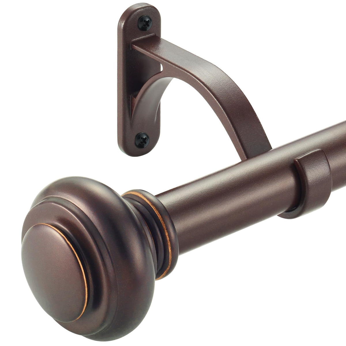 72-144 Inches Curtain Rods for Window, Vimayta 1 Inch Diameter Drapery Rod with Resin Finials, Ideal Adjustable Heavy Duty Single Curtains Rod for Bedroom, Living Room Decoration, Matte Black