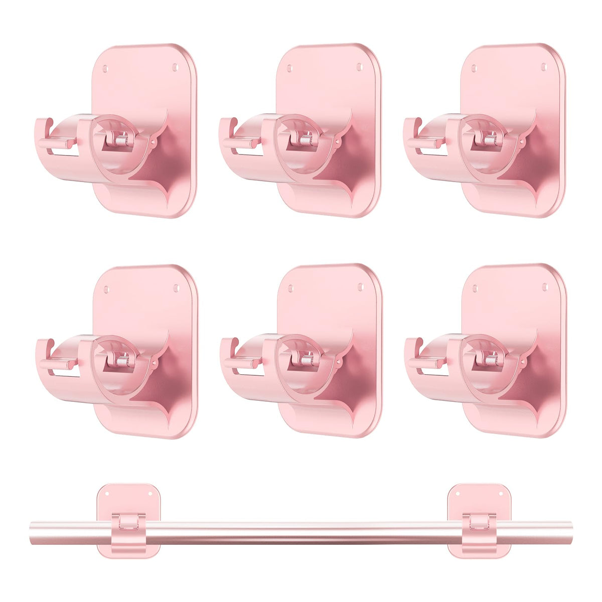 JHCJHC No Drill Curtain Rod Brackets-20LB,4 Pcs Adhesive Curtain Rod Holder