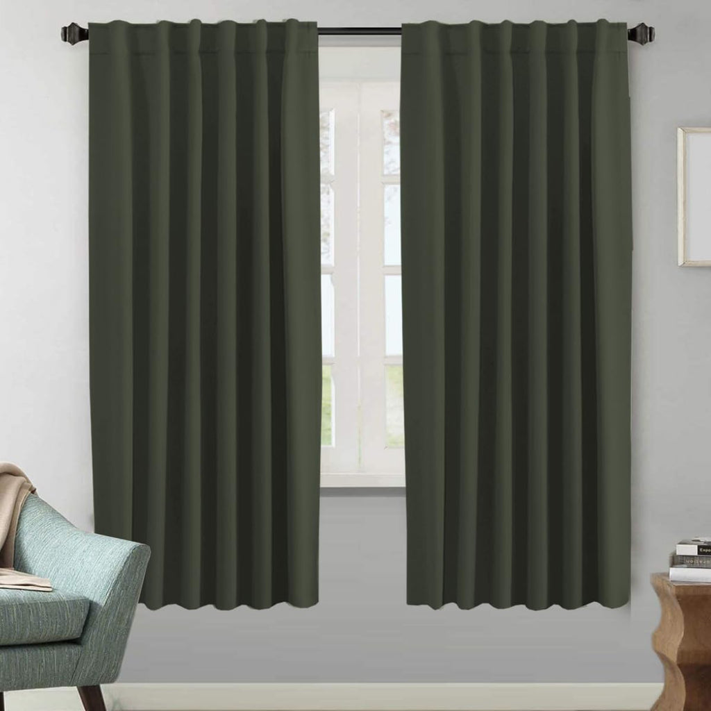 H.VERSAILTEX Blackout Curtains Thermal Insulated Window Treatment Panels Room Darkening Blackout Drapes for Living Room Back Tab/Rod Pocket Bedroom Draperies, 52 x 84 Inch, Light Sage, 2 Panels