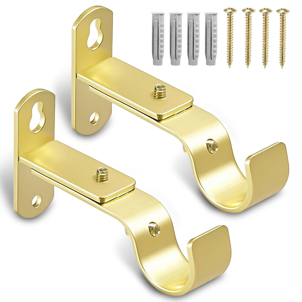 Adjustable Curtain Rod Brackets for 1" Rods, 3 Pack, Black