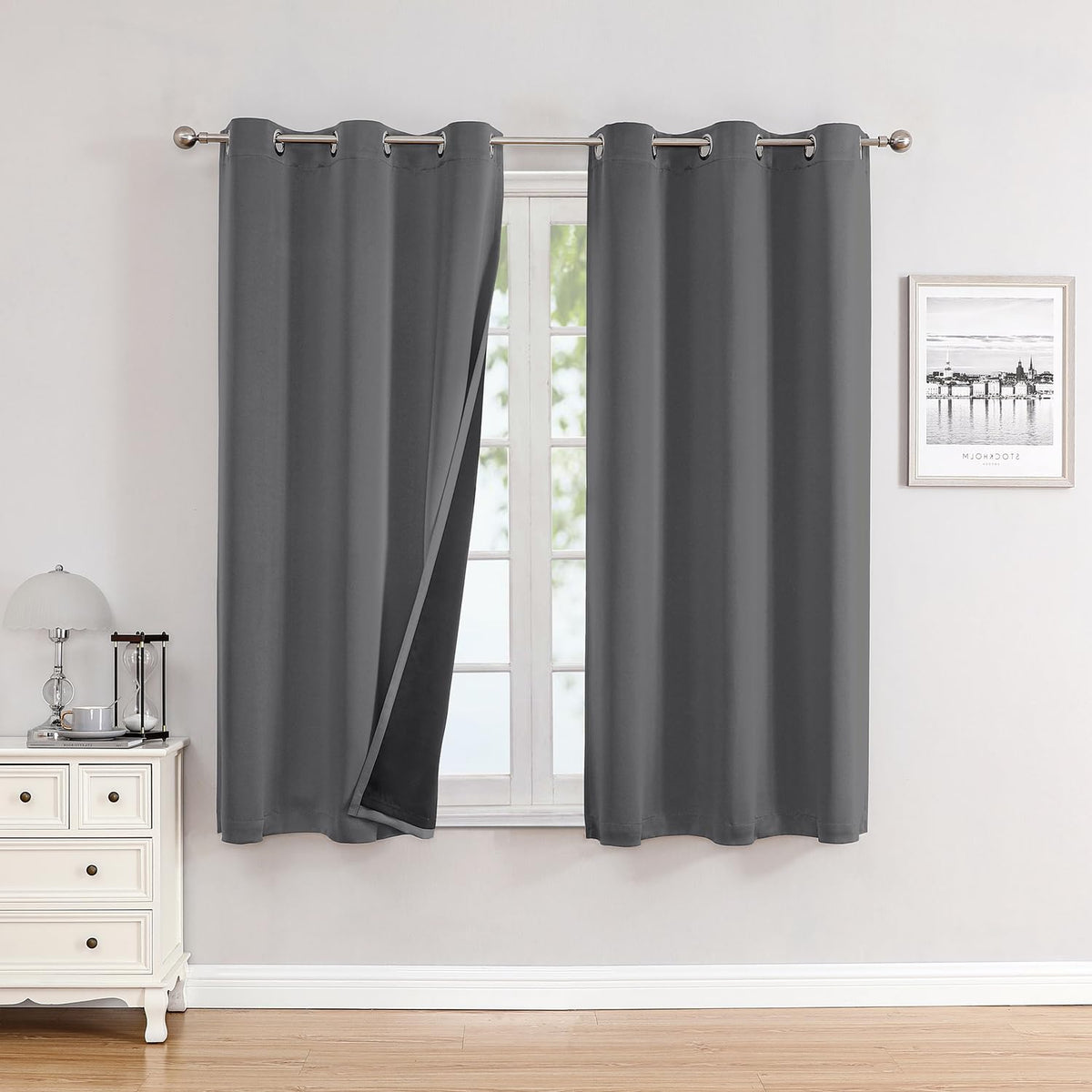 ChrisDowa 100% Blackout Curtains for Bedroom 63 Inches Long 2 Panels Set