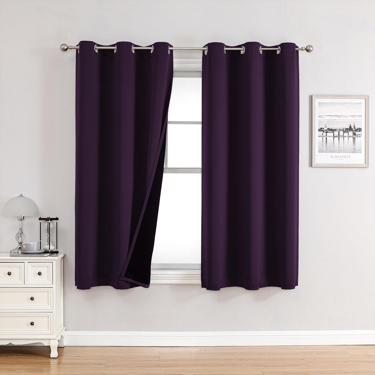 ChrisDowa 100% Blackout Curtains for Bedroom 63 Inches Long 2 Panels Set