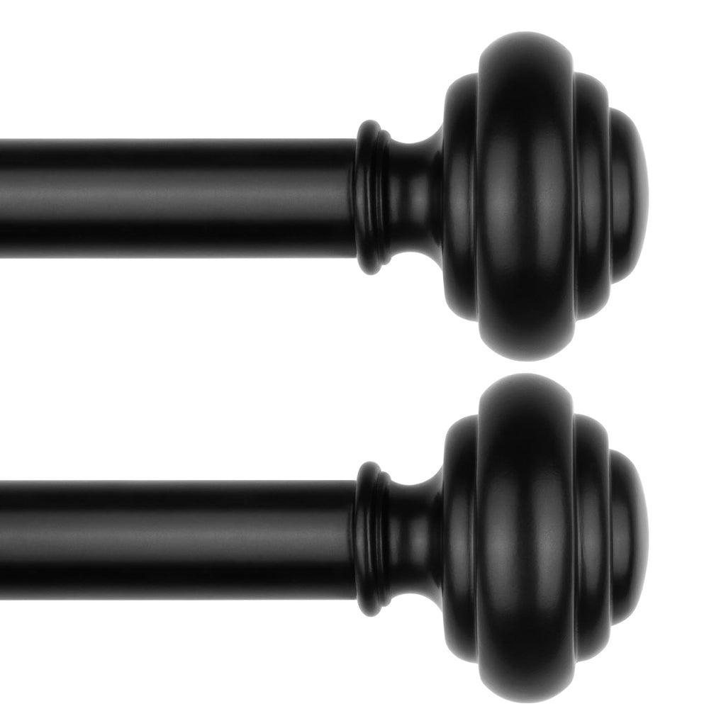 KAMANINA Curtain Rods for Windows 48 to 84 Inches Silver Decorative Finials