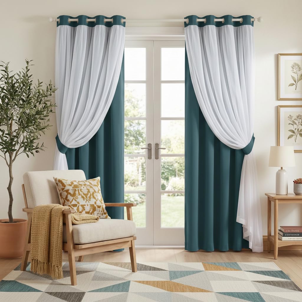 PONY DANCE Black Blackout Curtains for Bedroom, 52 W x 84 L, Set of 2