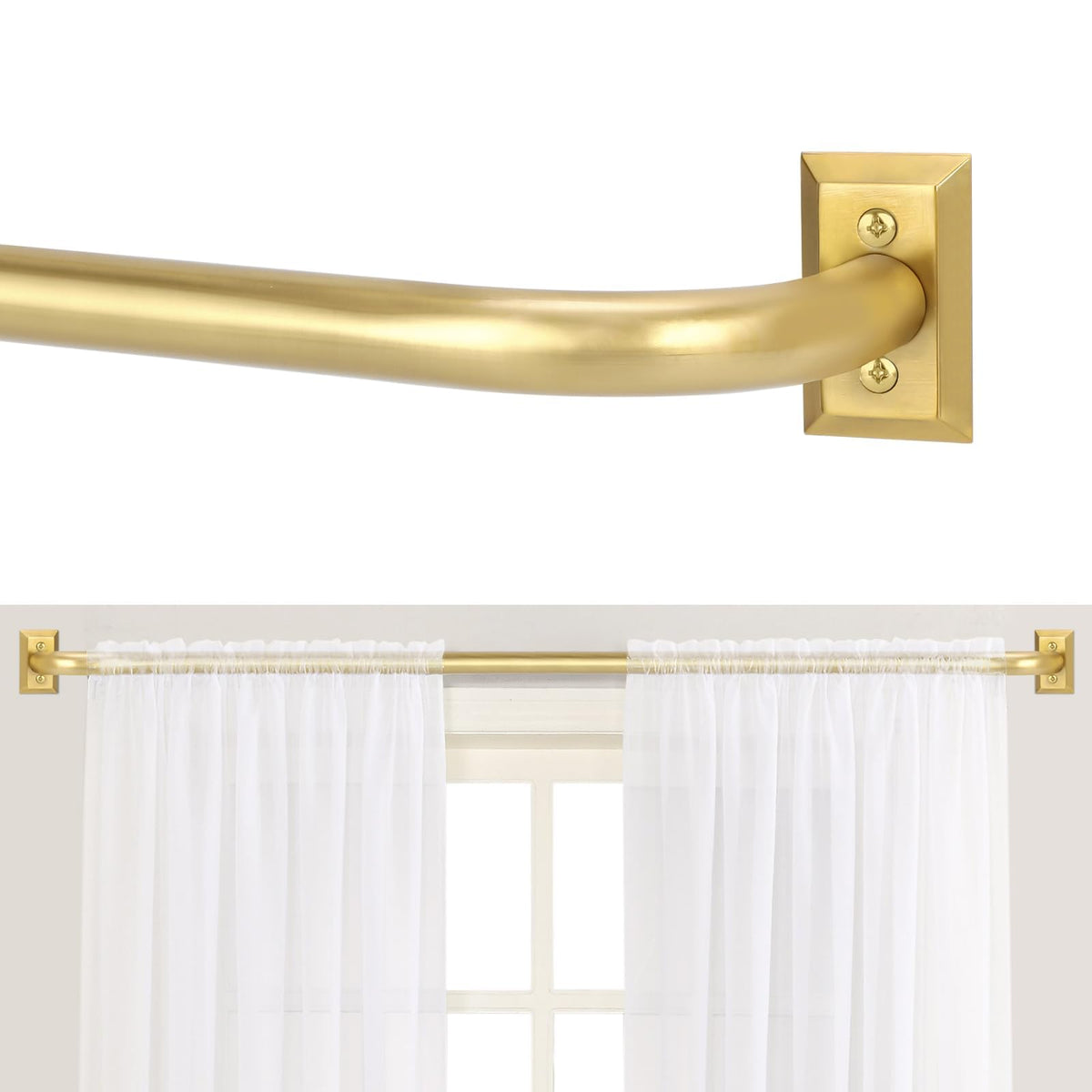 TANGWIN Wrap Around Blackout Curtain Rods,1" Heavy Duty Adjust 48-90",Gold
