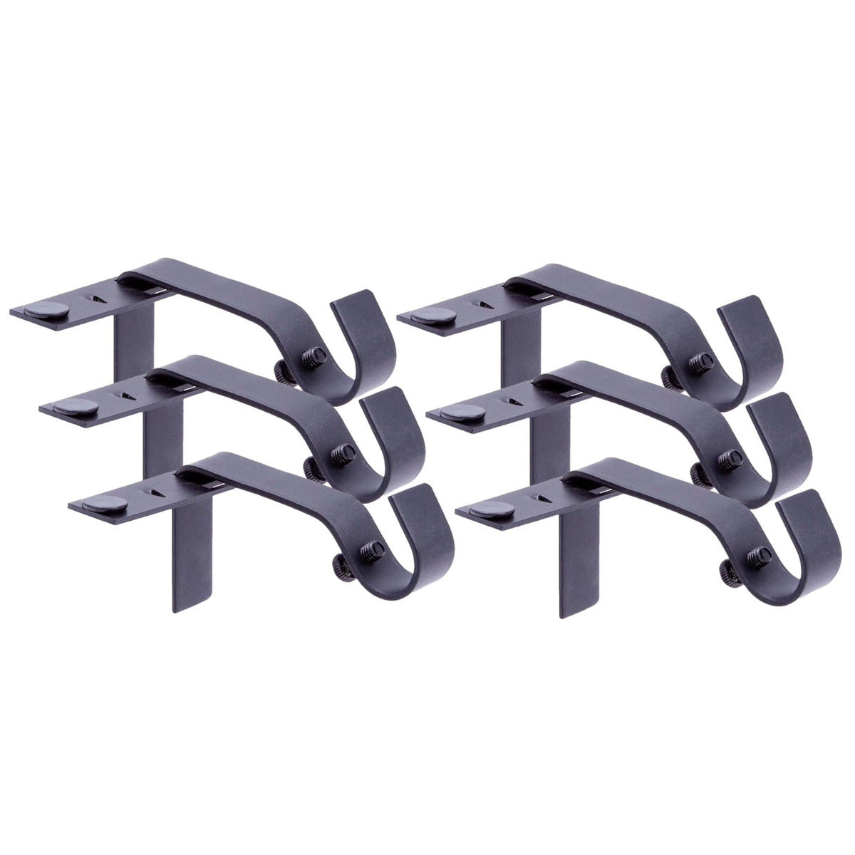 Kenney Fast Fit 5/8" No Measure Curtain Rod Brackets, Matte Black