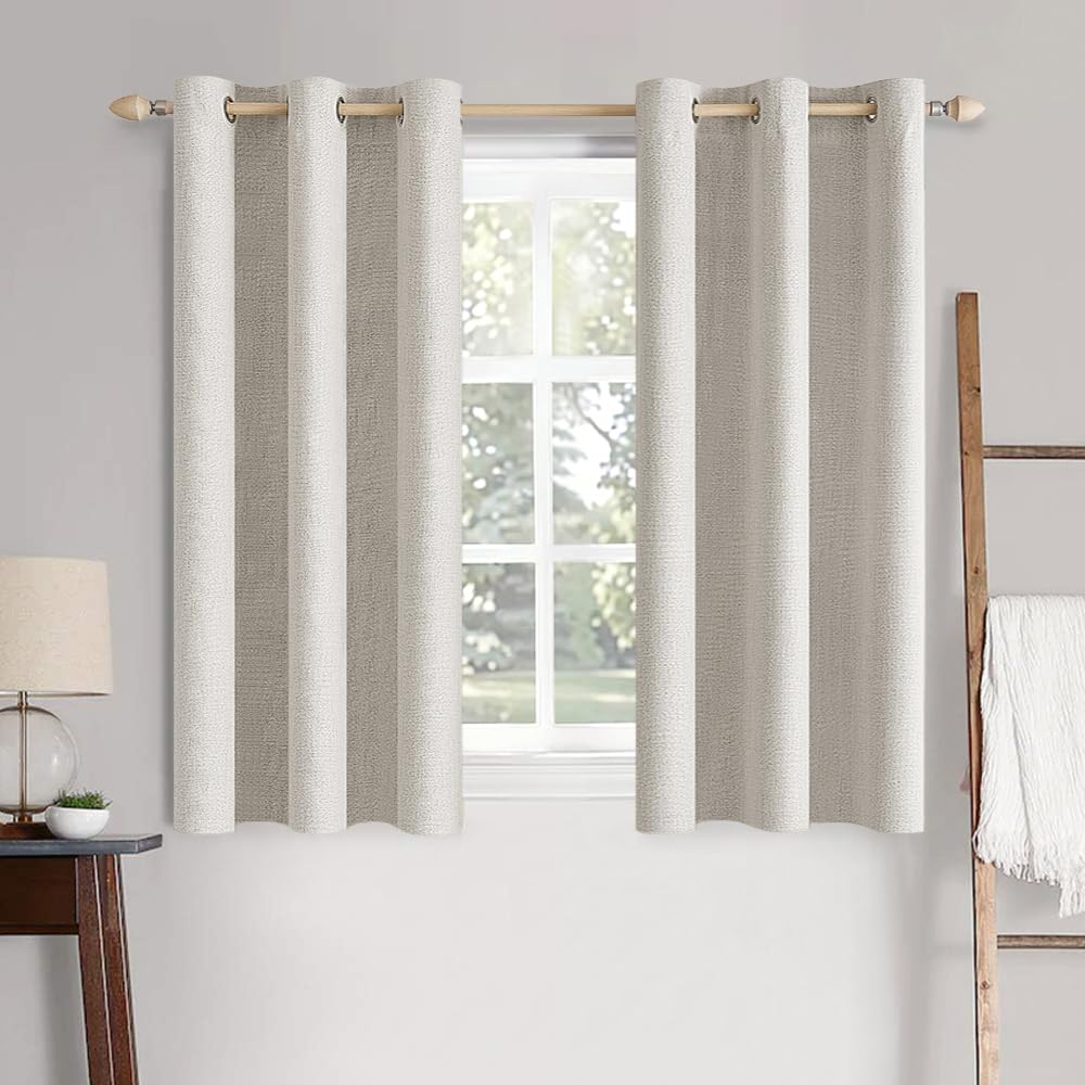 MIULEE 100% Blackout Linen Curtains for Bedroom 52x84 Inches Dusty Blue