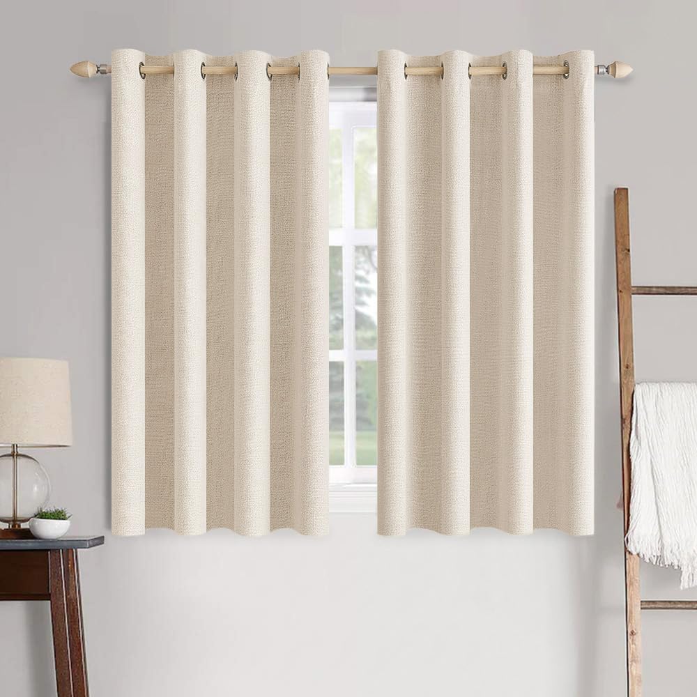 MIULEE 100% Blackout Linen Curtains for Bedroom 52x84 Inches Dusty Blue