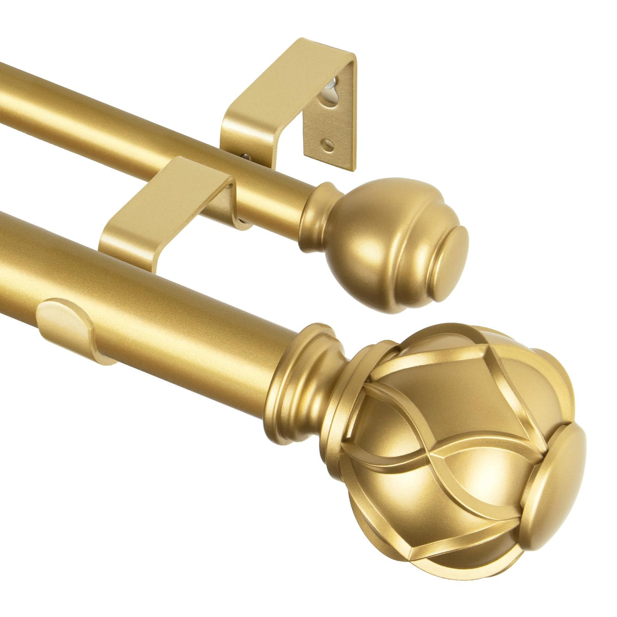 KAMANINA Double Curtain Rods for Windows 72 to 144 Inch, Adjustable, Bronze