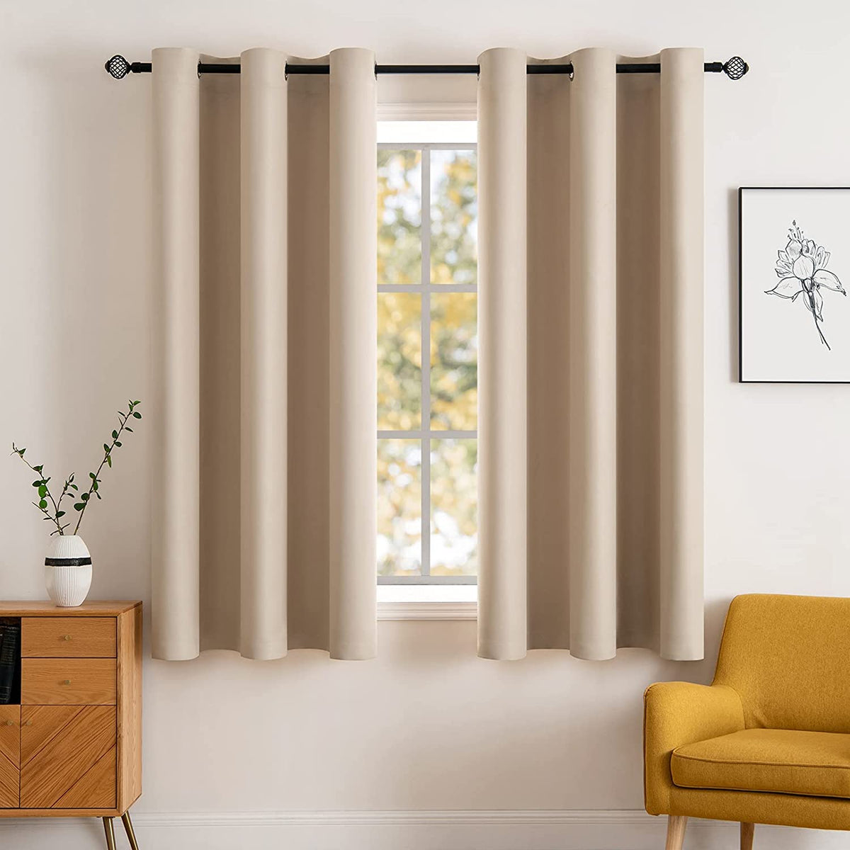 MIULEE Olive Blackout Bedroom Curtains Drapes 84 Inch Long 52"x84"