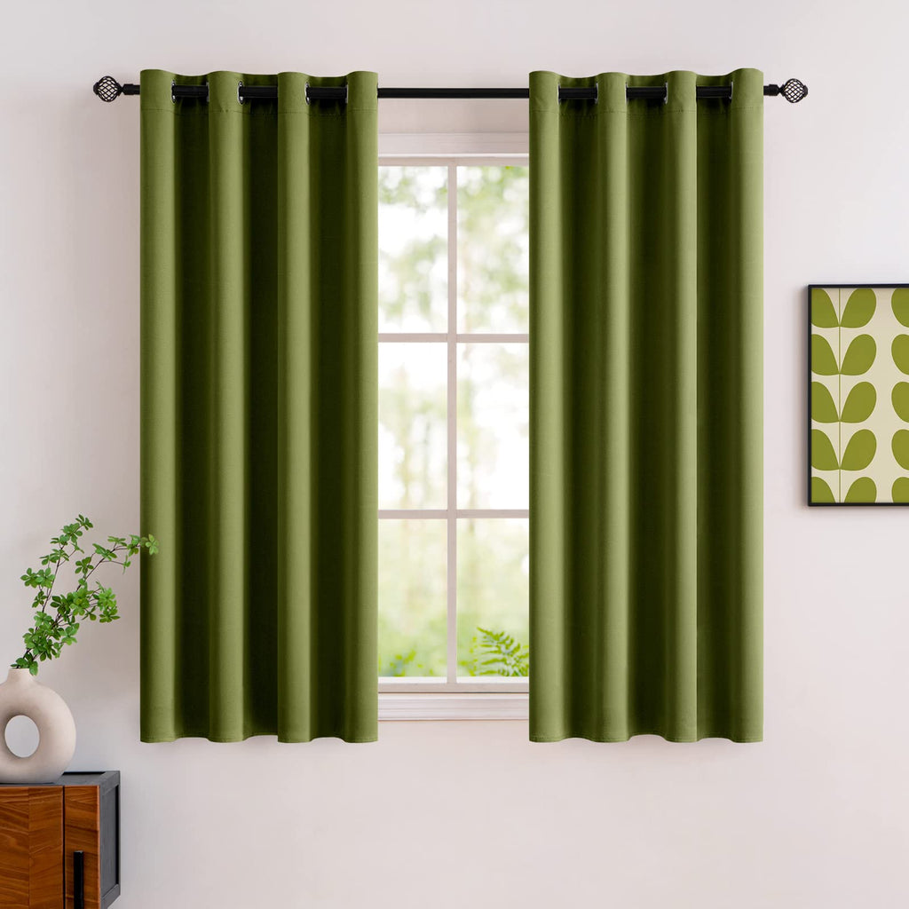 MIULEE Olive Blackout Bedroom Curtains Drapes 84 Inch Long 52"x84"