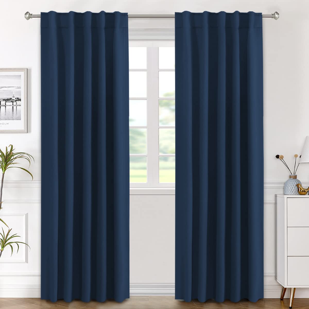 H.VERSAILTEX Blackout Curtains Thermal Insulated Window Treatment Panels Room Darkening Blackout Drapes for Living Room Back Tab/Rod Pocket Bedroom Draperies, 52 x 84 Inch, Light Sage, 2 Panels