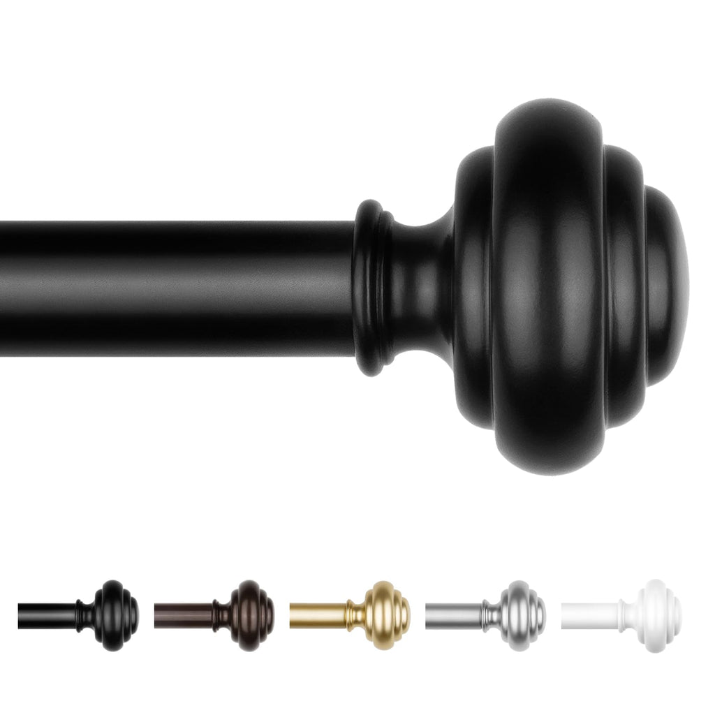 KAMANINA Curtain Rods for Windows 48 to 84 Inches Silver Decorative Finials