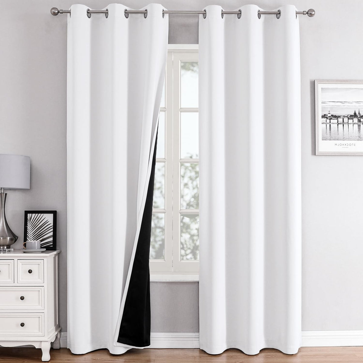 ChrisDowa 100% Blackout Curtains for Bedroom 63 Inches Long 2 Panels Set