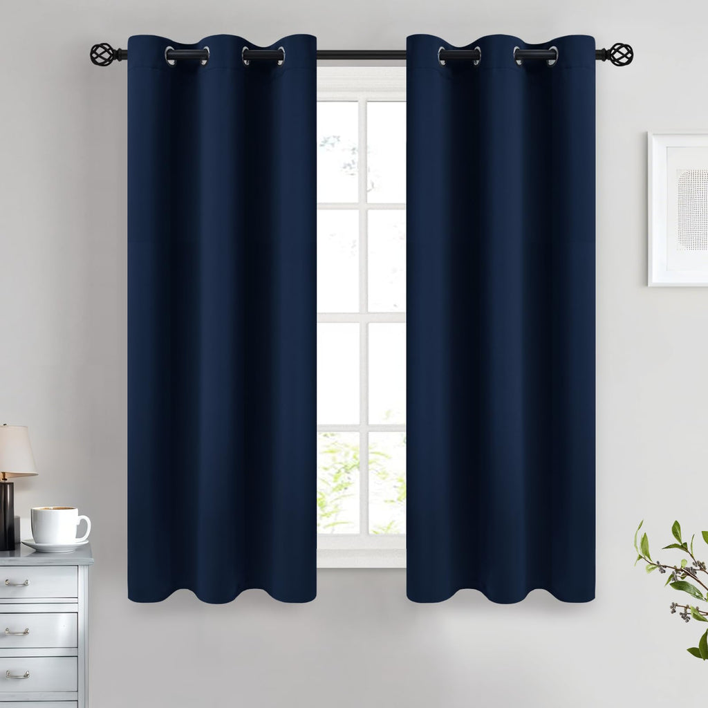 COSVIYA Grommet Blackout Room Darkening Navy Blue Curtains 84 inch Length