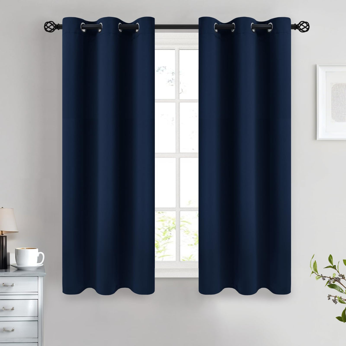 COSVIYA Grommet Blackout Room Darkening Navy Blue Curtains 84 inch Length